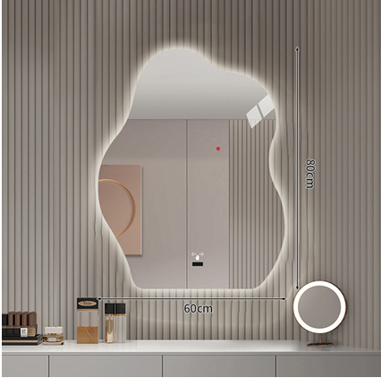 مرآة LED مودرن بإضاءة خلفية - طراز "Wave Glow" بتصميم متعرج